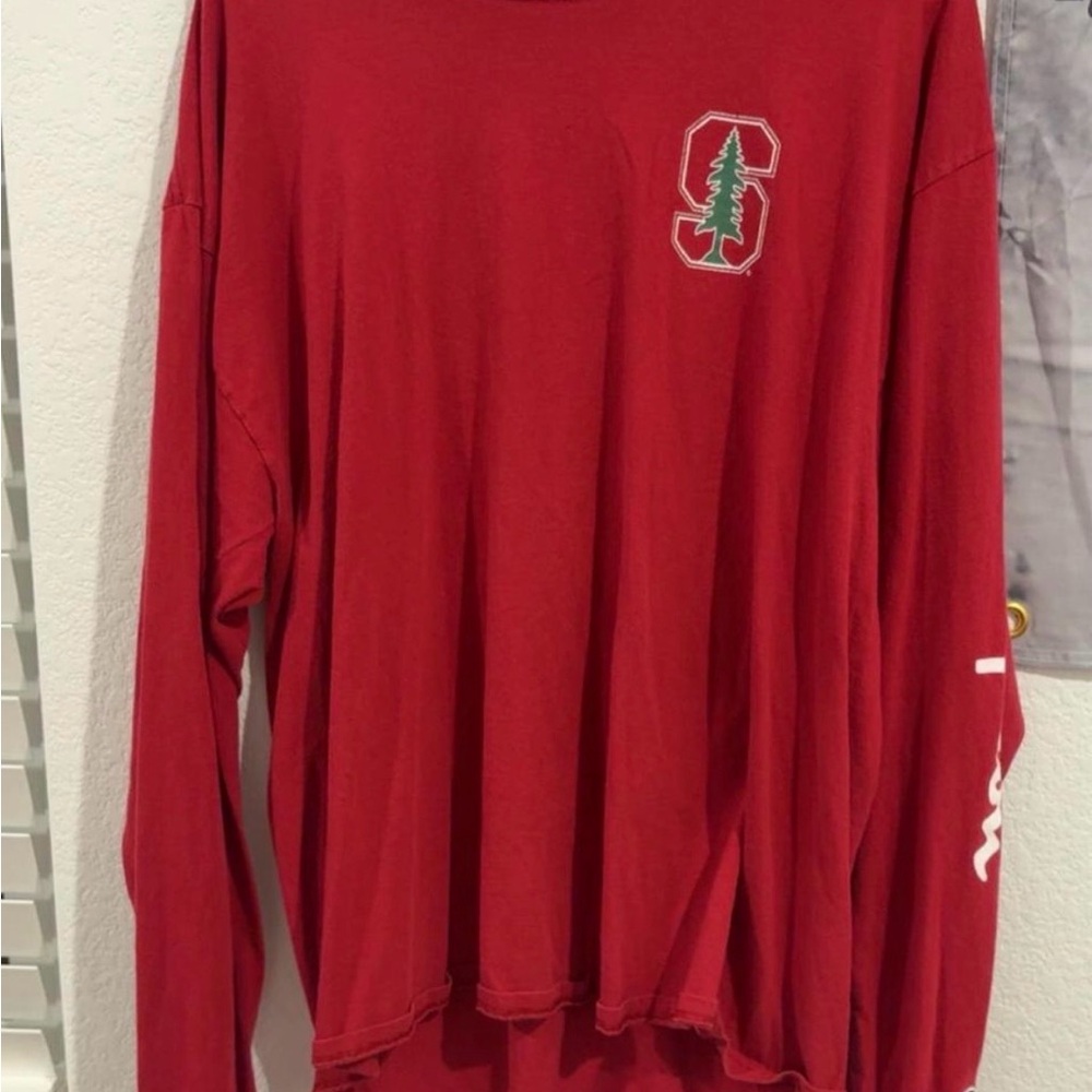 Stanford Red Long Sleeve Shirt with Logo